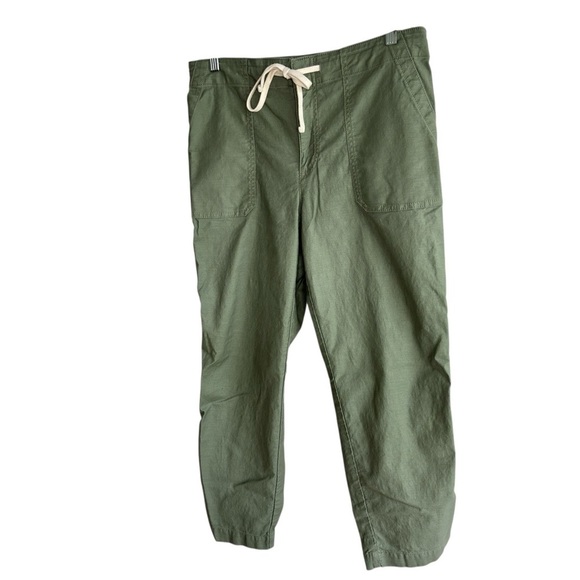 Loft Womens Size 6 Cotton Spandex Seaside Cropped Pant Sage Green Drawstring - Picture 2 of 14